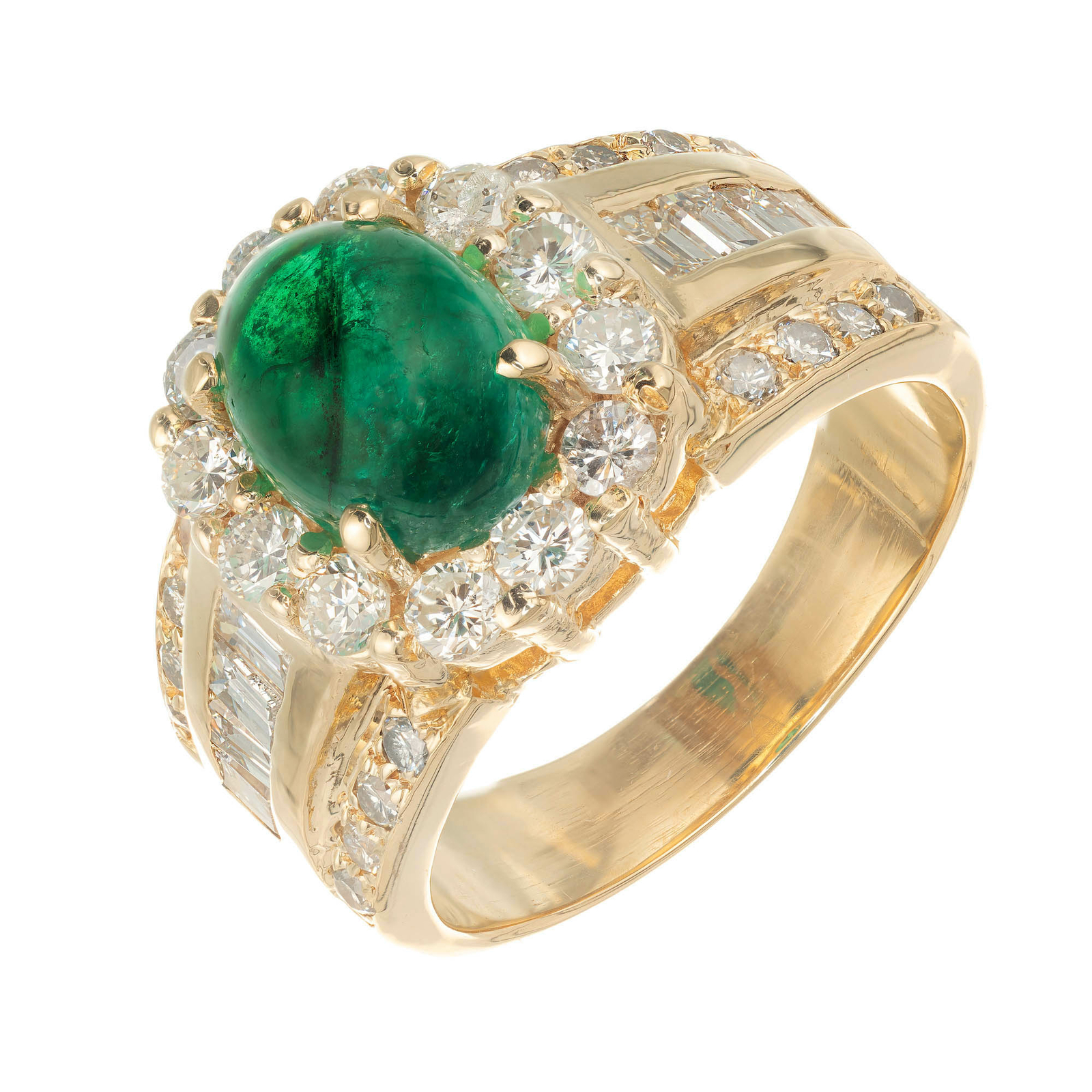 GIA Certified 2.80 Carat Emerald Diamond Gold Cocktail Ring