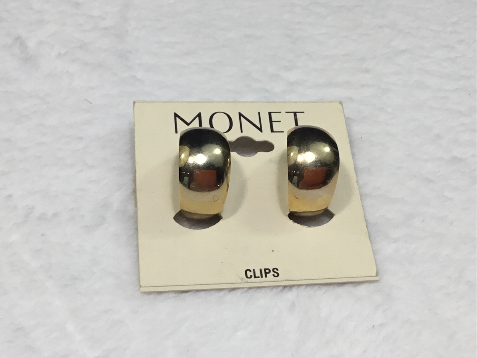 Vintage Rare Monet Gold Clip-On Casual Perfect Daily Wide Hoop Earrings