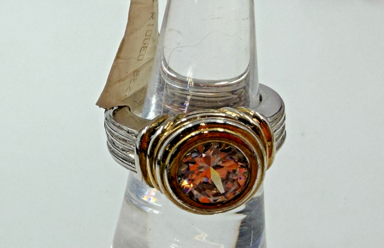Vintage Ring UTI 925 Home Shopping Network HSN Mixed Metal Bezel Chunky Size 6