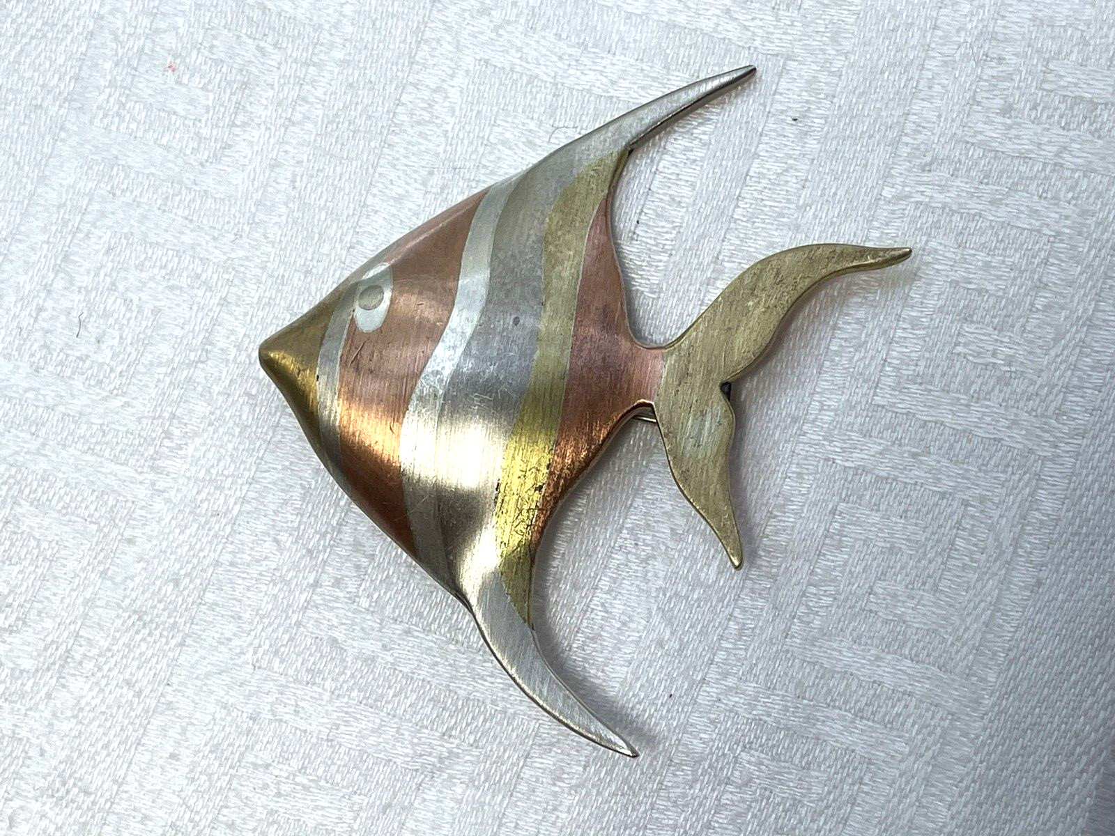 Los Castillo Vintage Mexican Sterling Silver Copper Brass Mixed Metal Fish Pin