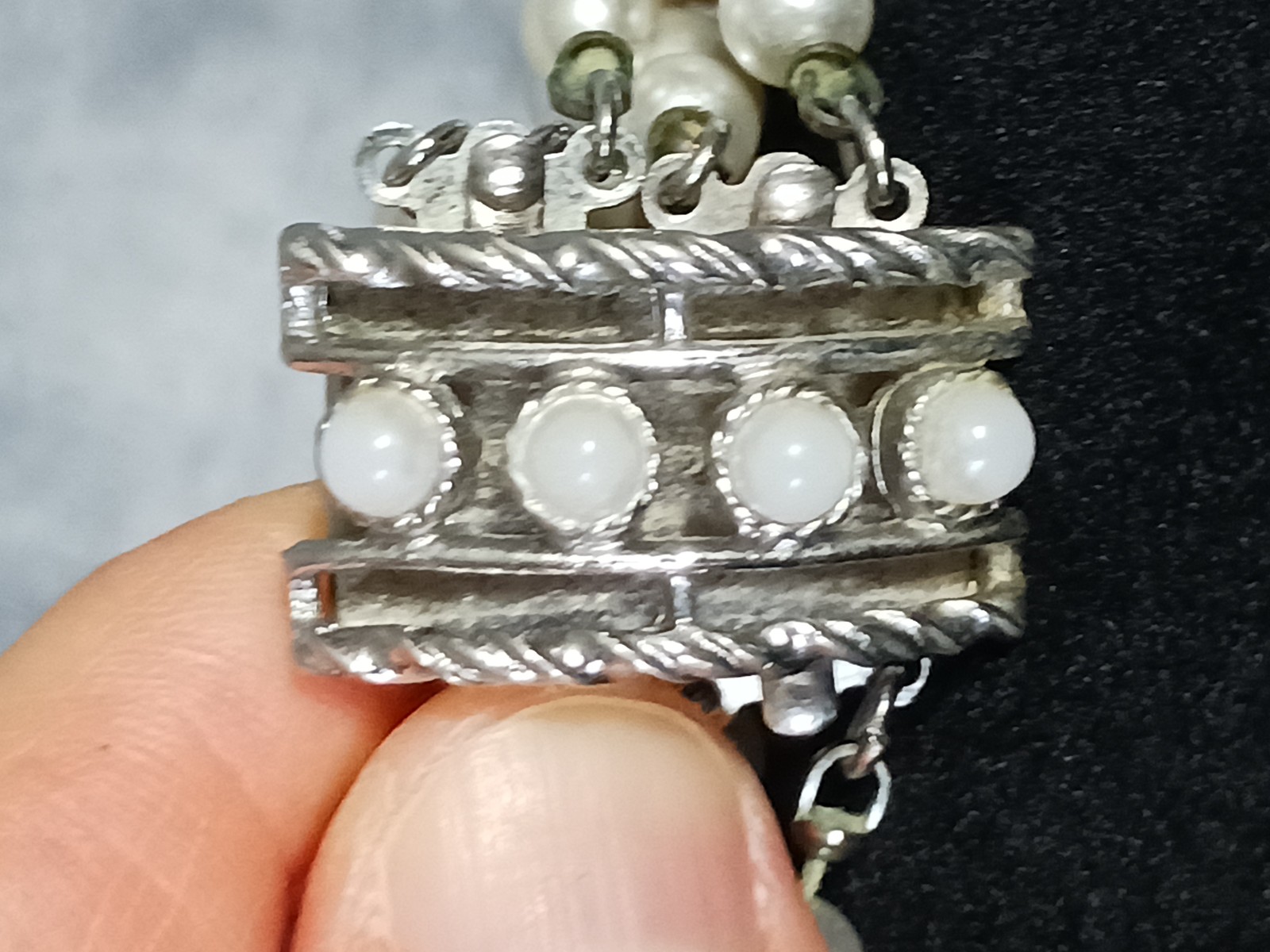 Vintage Sarah Coventry Multi Strand Faux Pearl Necklace Choker Silver Clasp 16in