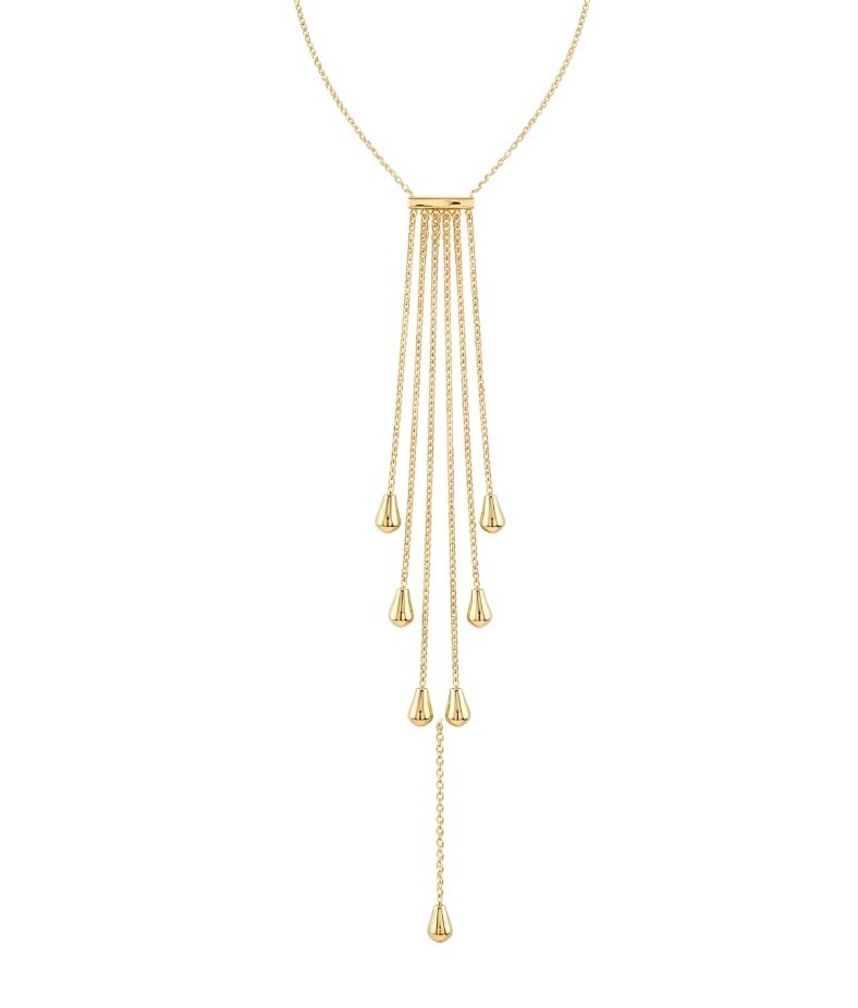 Long Gold layered Fringe Necklace