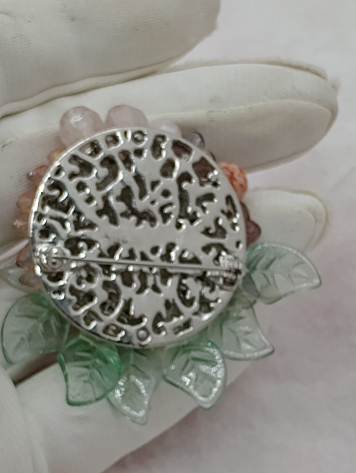 Vintage Unsigned Miriam Haskell Inspired Glass Cluster Brooch Pin