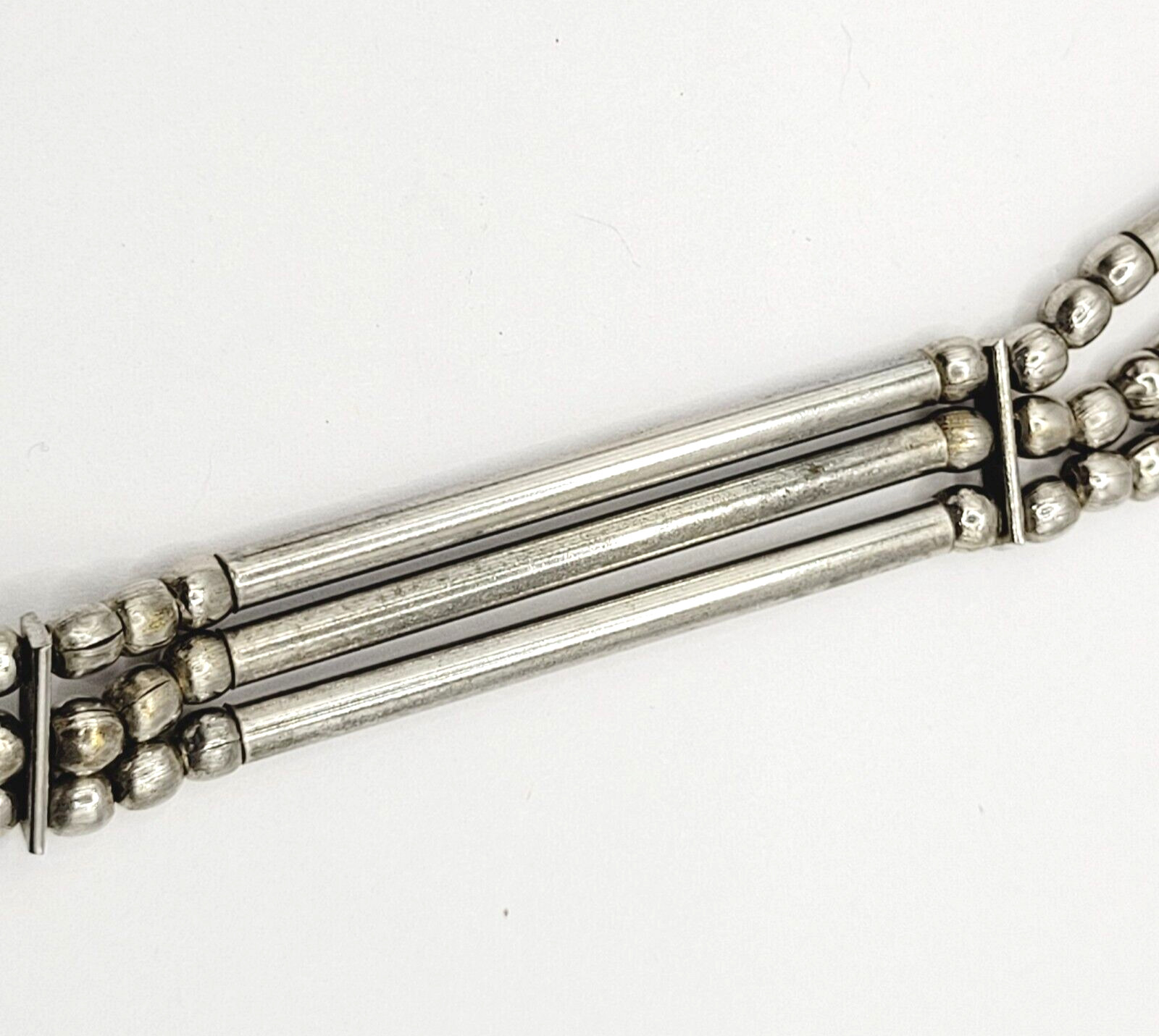 Unique Style Native Brutalist Industrial Silver Tone Metal Vtg Necklace 29 Inch