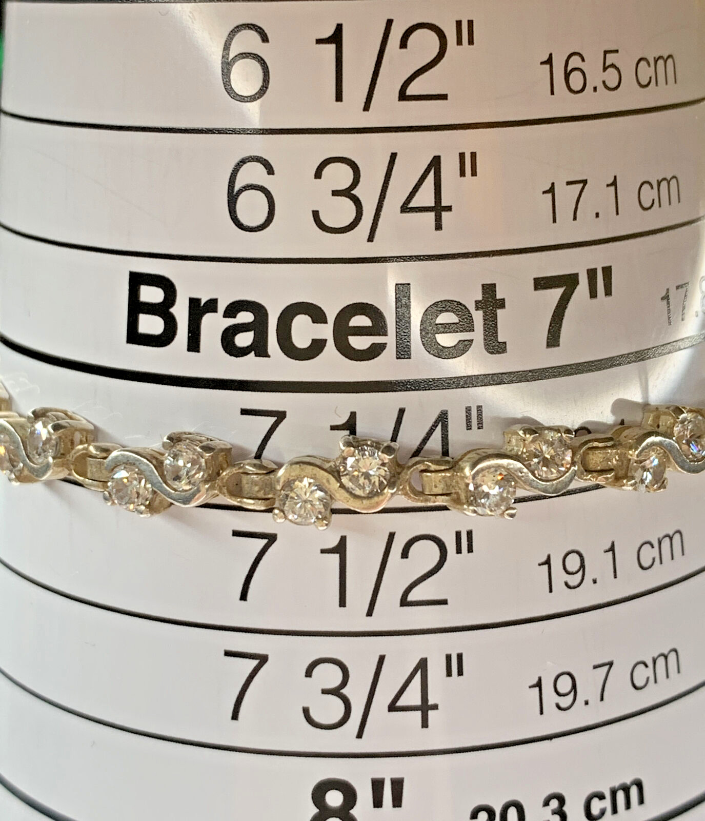 Gorgeous Vintage Sterling 925 Gold Wash Vermeil 35 White CZ Bracelet 7.25in 5mm