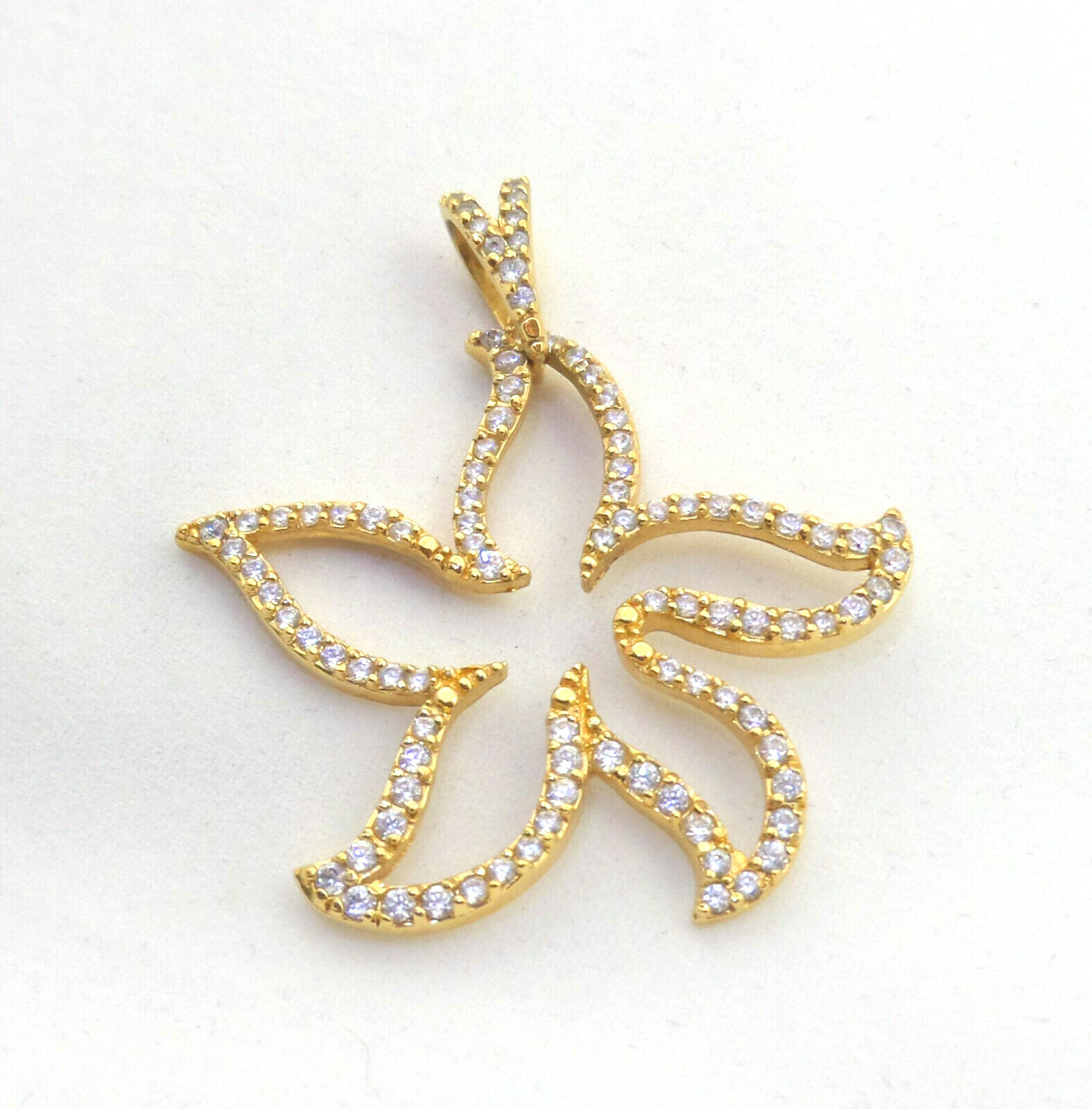 VTG Vermail Sterling Star Flower Pendant With Clear CZ’s Almost 2” Tall DBJ