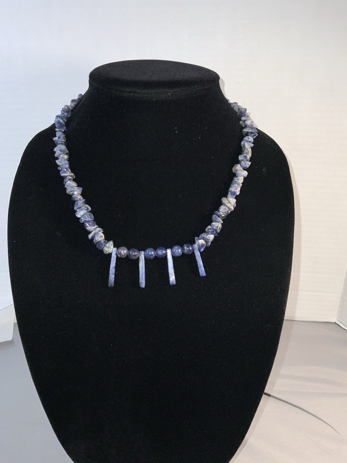 Vintage Natural Kyanite Tribal Style Necklace 18” Fish Hook Clasp