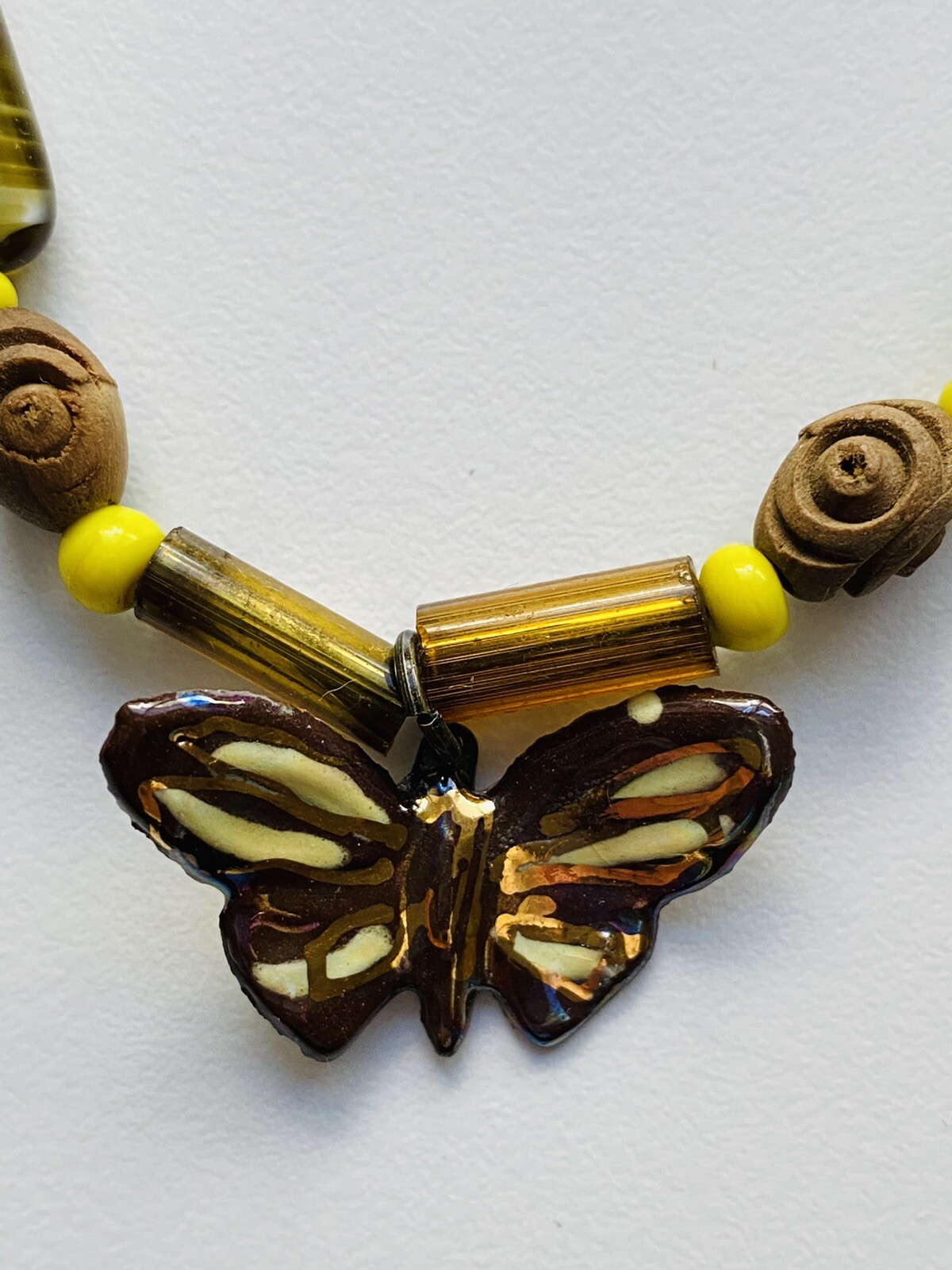 Vintage Butterfly Bead Necklace