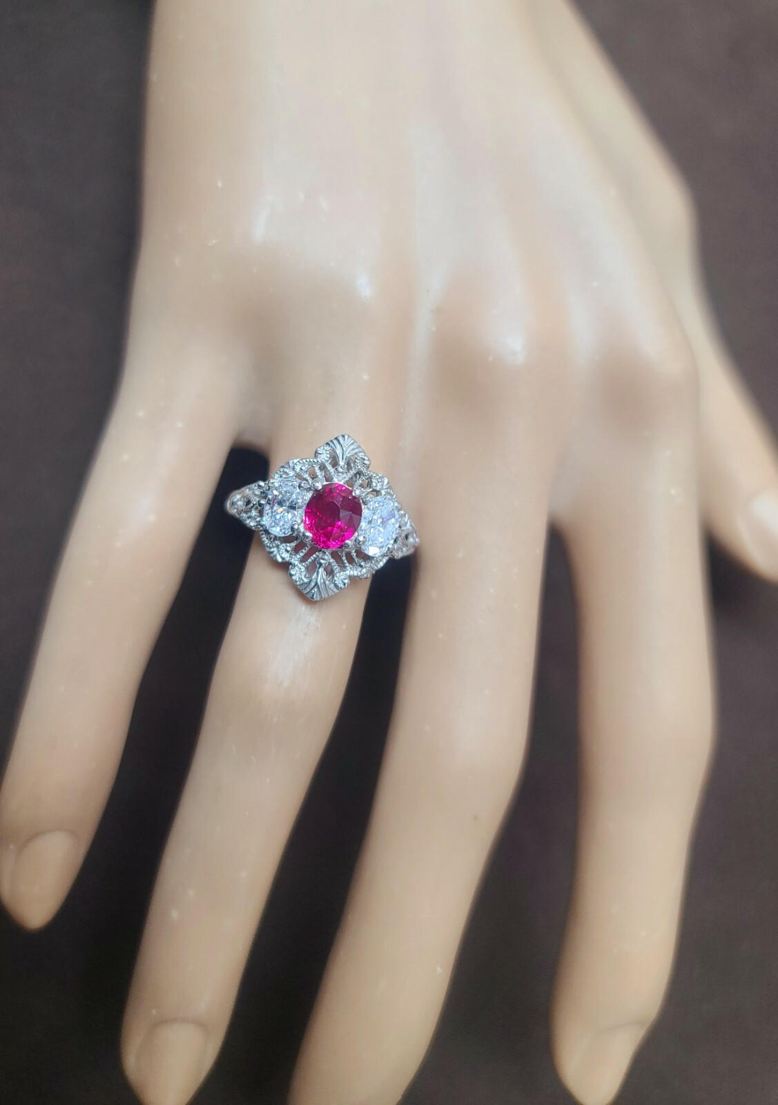 Platinum vintage art deco untreated ruby diamond ring 1.52ct GIA Cert 1920’s