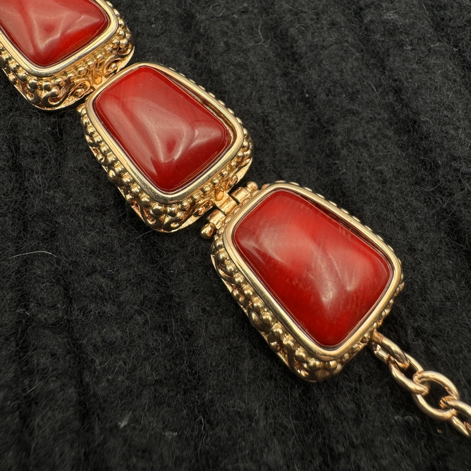 Vintage Sterling Natural Red Coral Bracelet Rose Gold Plated BBJ JZ China 925