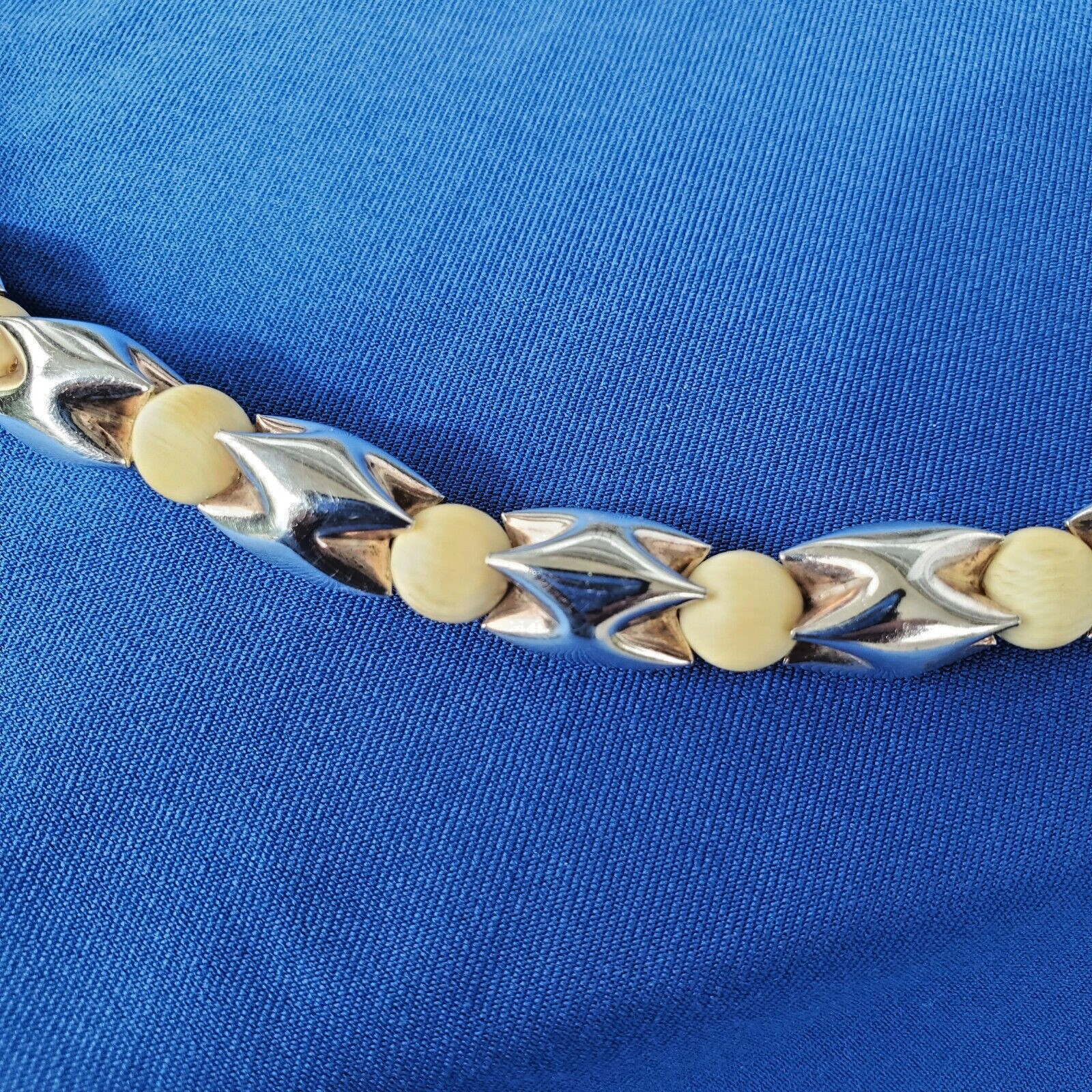 Original STERLING SILVER 925 Deco Necklace 64 Gr Vintage Designer Chain 24″ inch