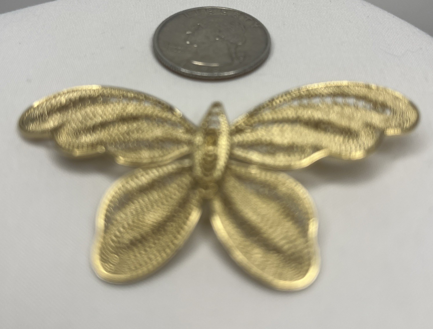 Vintage Butterfly Bug Filigree 2.5 inches GoldTone Fashion Brooch Pin ~Nice~