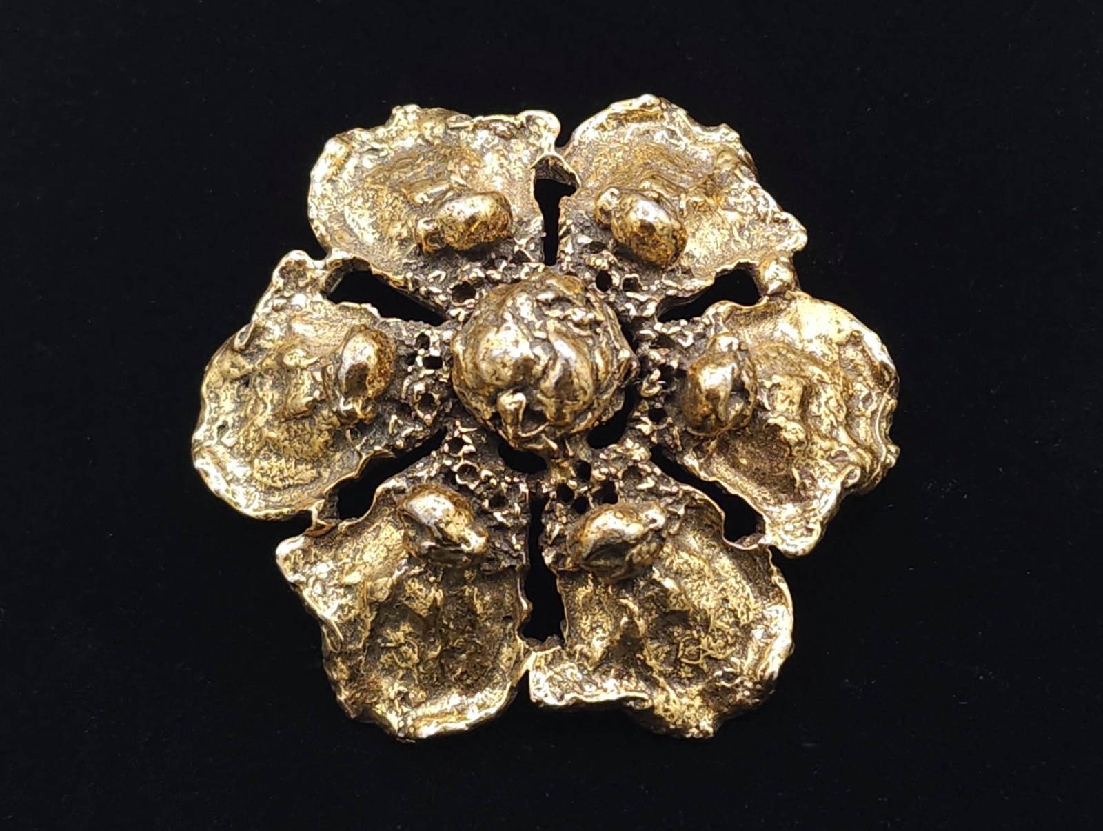Vintage Robert Zentall Brutalist Floral Brooch, Signed
