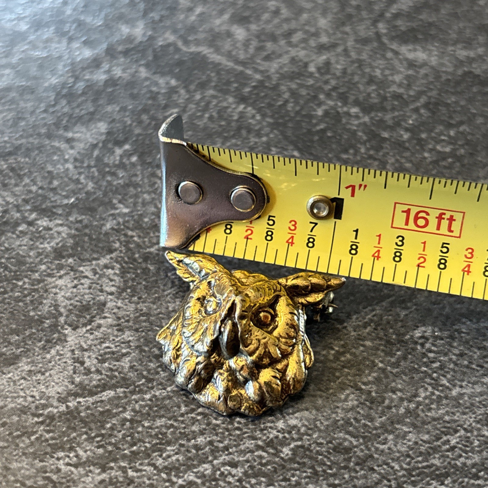 Vintage Robert Zentall Owl Gold Tone Brooch Pin Signed MCM LOC K
