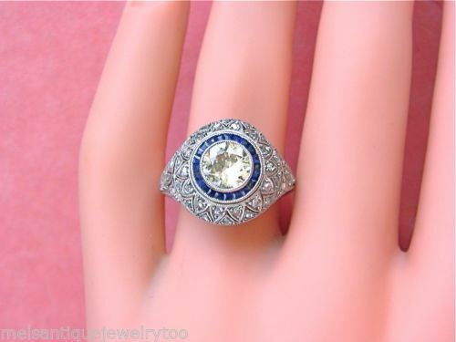 1.65Ct White Round Bezel CZ Art Deco Engagement Ring In 925 Sterling Silver