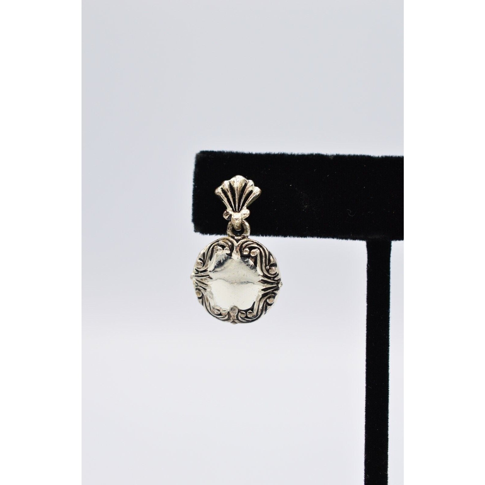Avon Vintage Drop Dangle Earrings Silver Spoon Circle Vintage SP Signed BinX