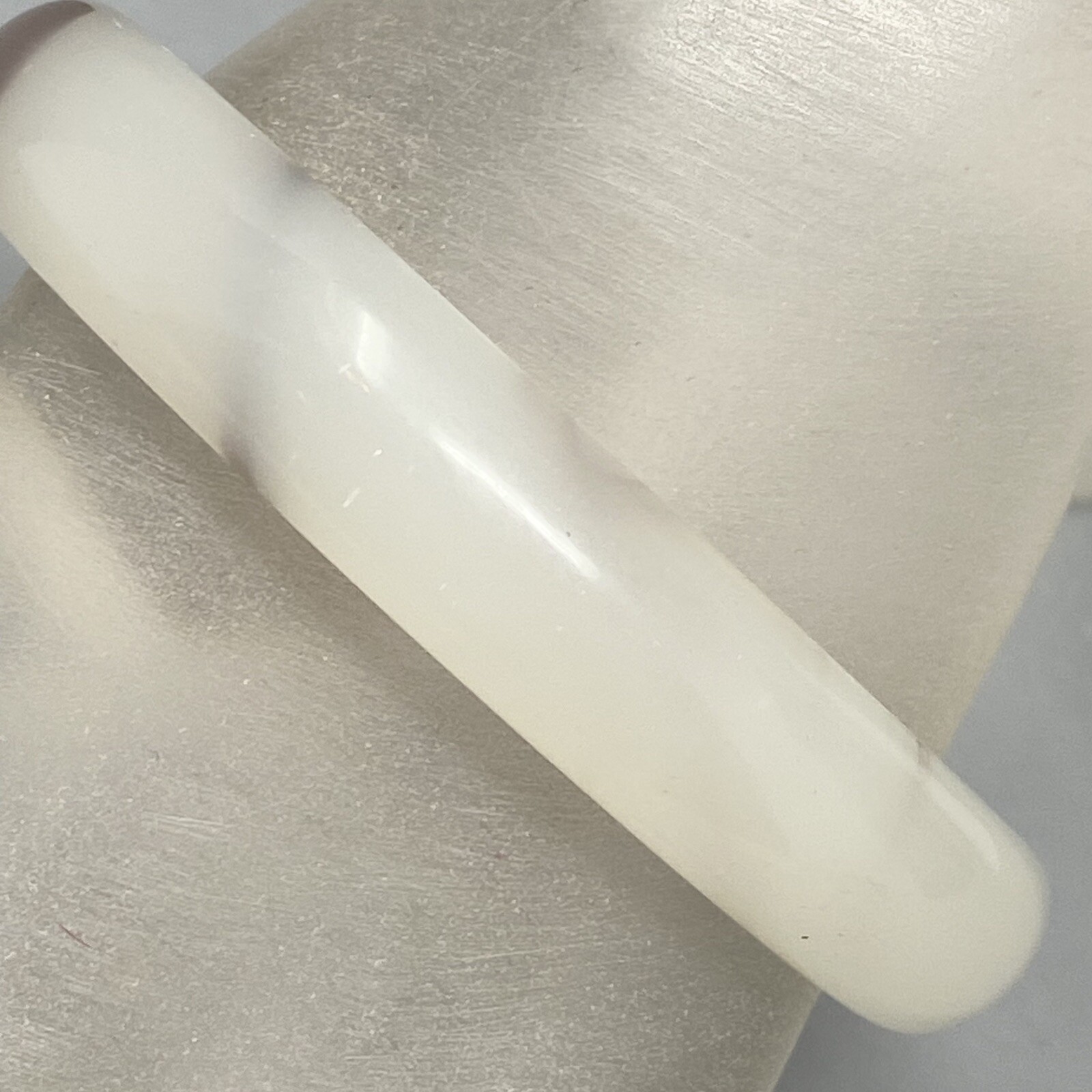 Vintage Bangle Bracelet Cloudy White Brown Fused Glass Abstract Boho Large 7.5″