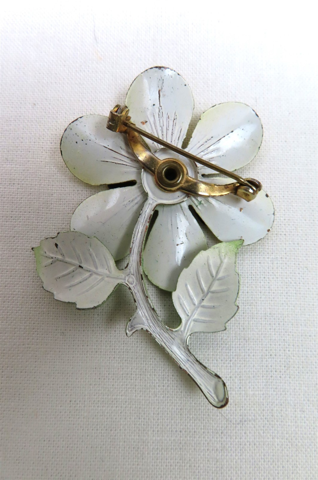 Yellow & Black Enamel Pansy Flower Pin Brooch Rhinestone 60’s Vibe Vintage