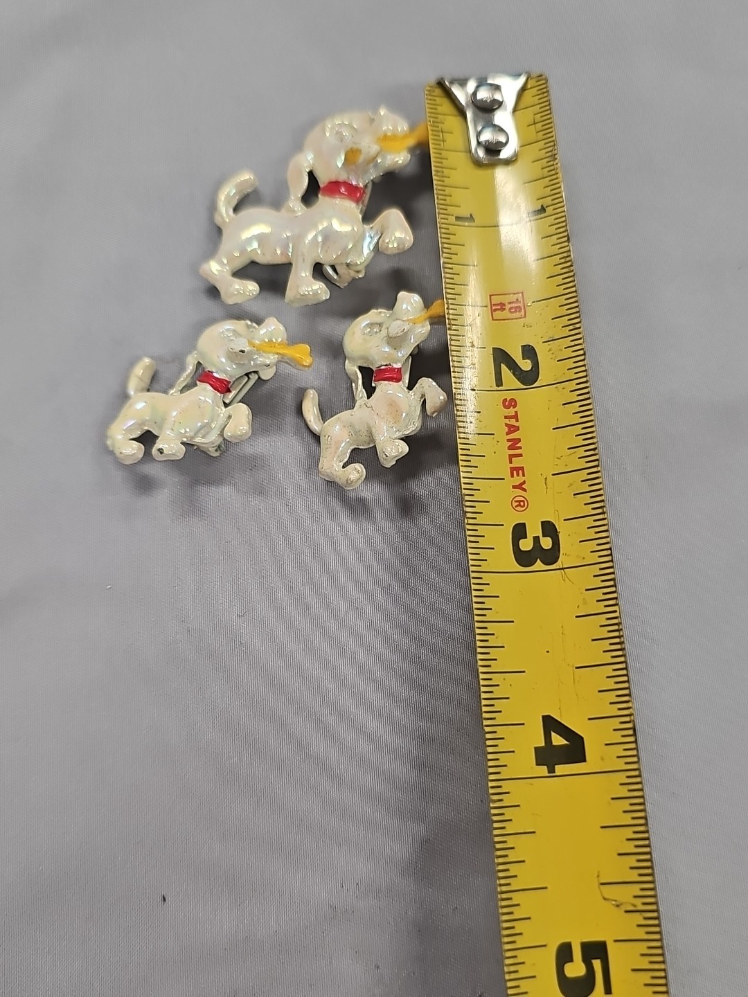 Vintage Enamel Scatter Pins Puppy Dogs With Yellow Bone Brooch