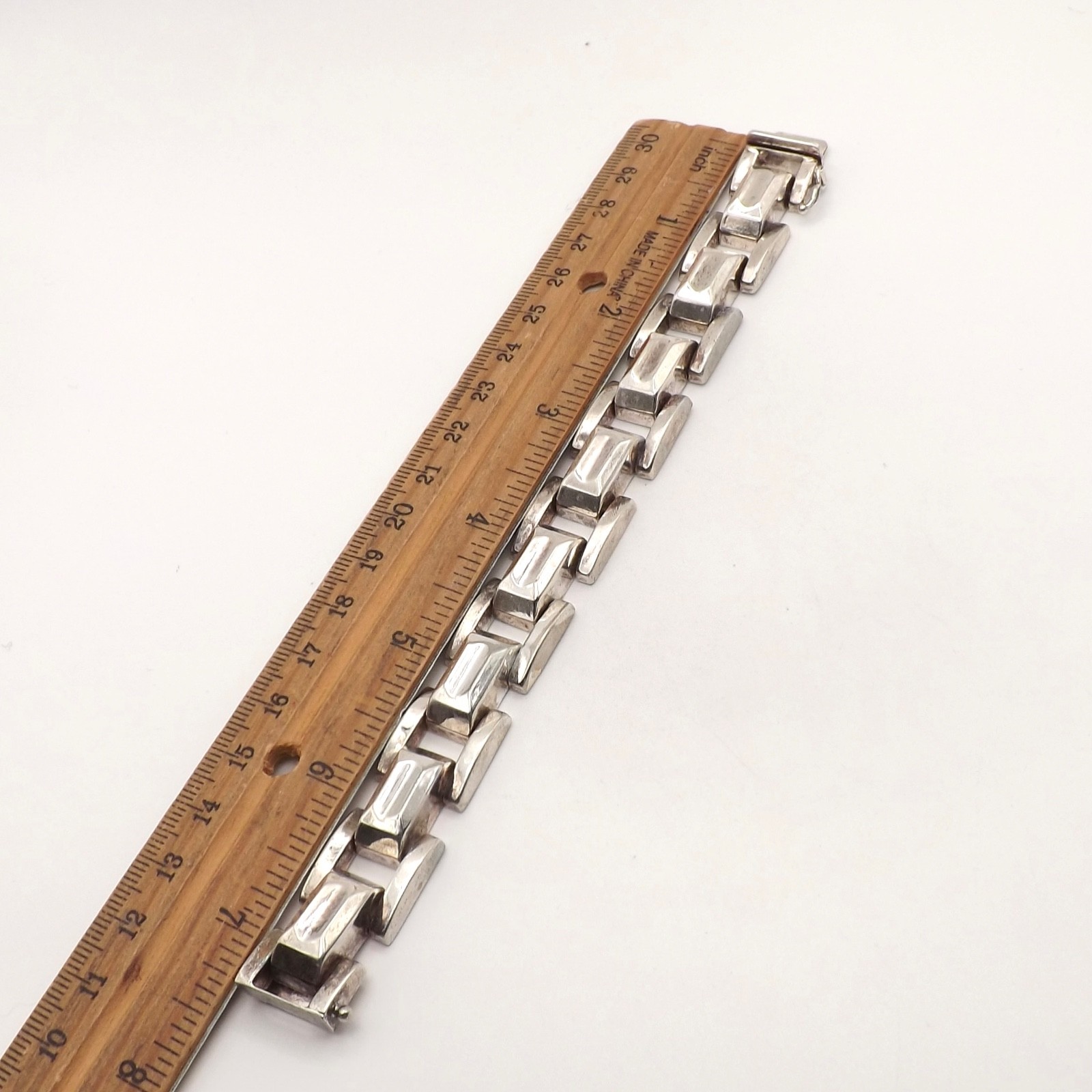 Sterling Silver Puffy Panther Link Bracelet Chunky 7.25in Italy Vintage