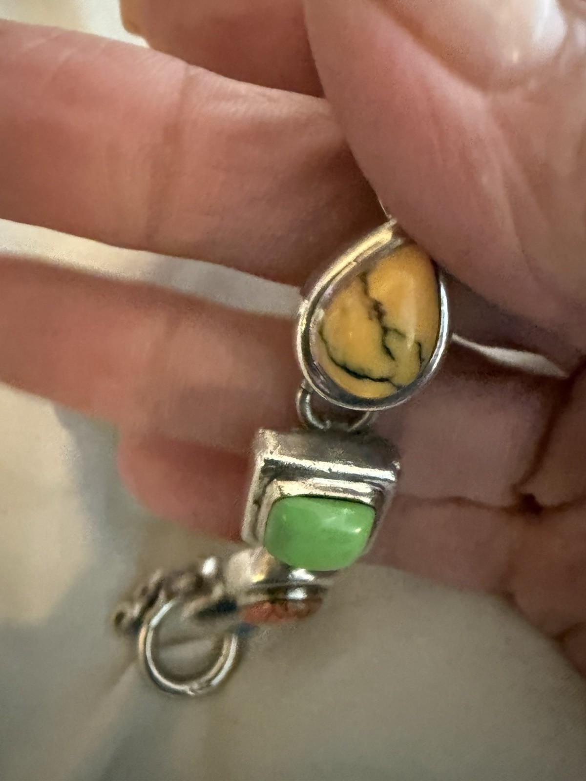 VTG Mexico 925 Multi Stone Toggle Bracelet 7.25in 49Grams