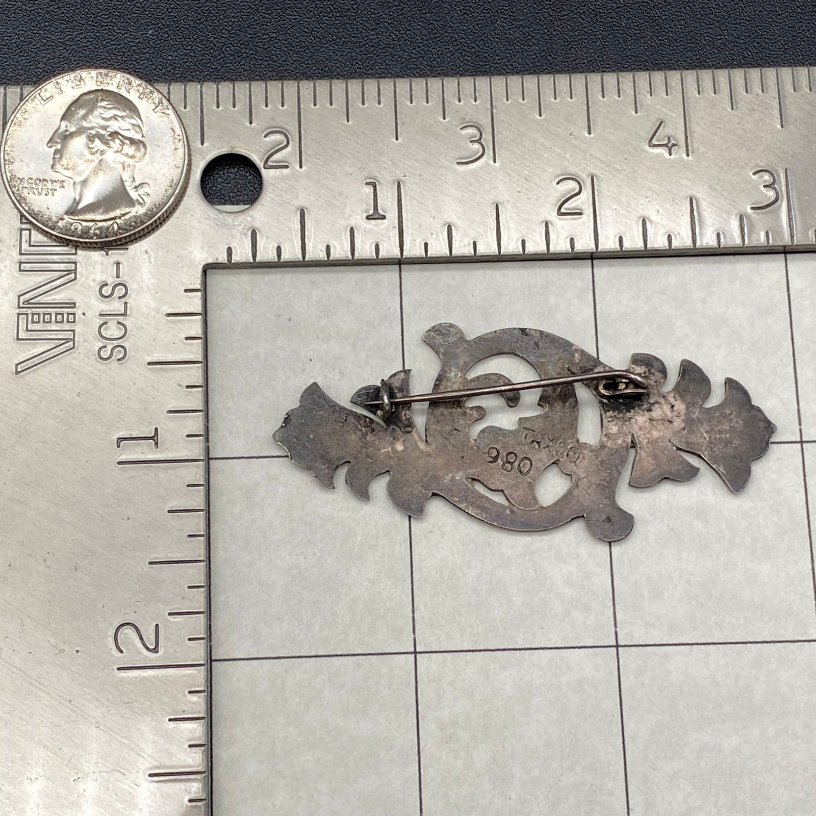Vintage Mexico Taxco 980 Sterling Silver Pin Brooch