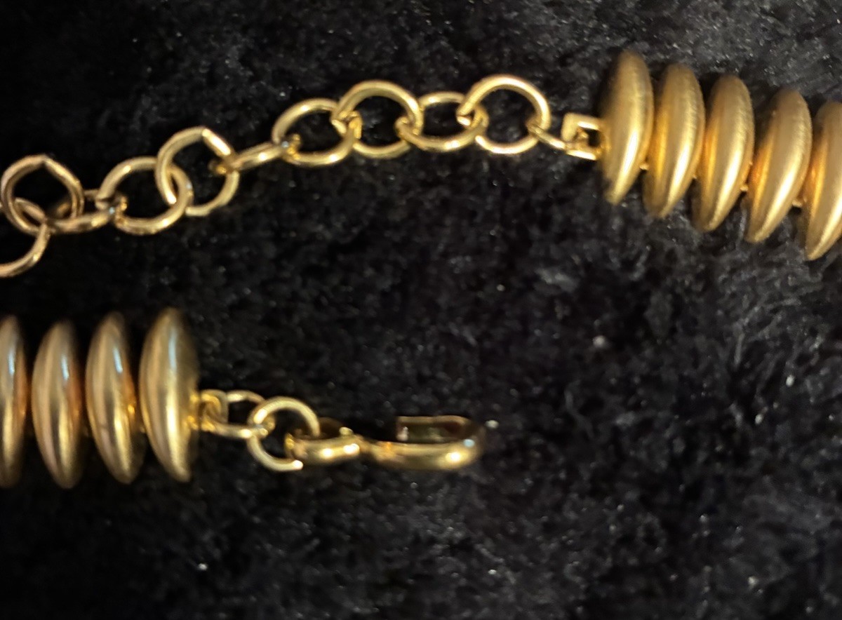 Monet Vintage Gold Tone Graduated Fringed Spike Collar Necklace Textured Finish