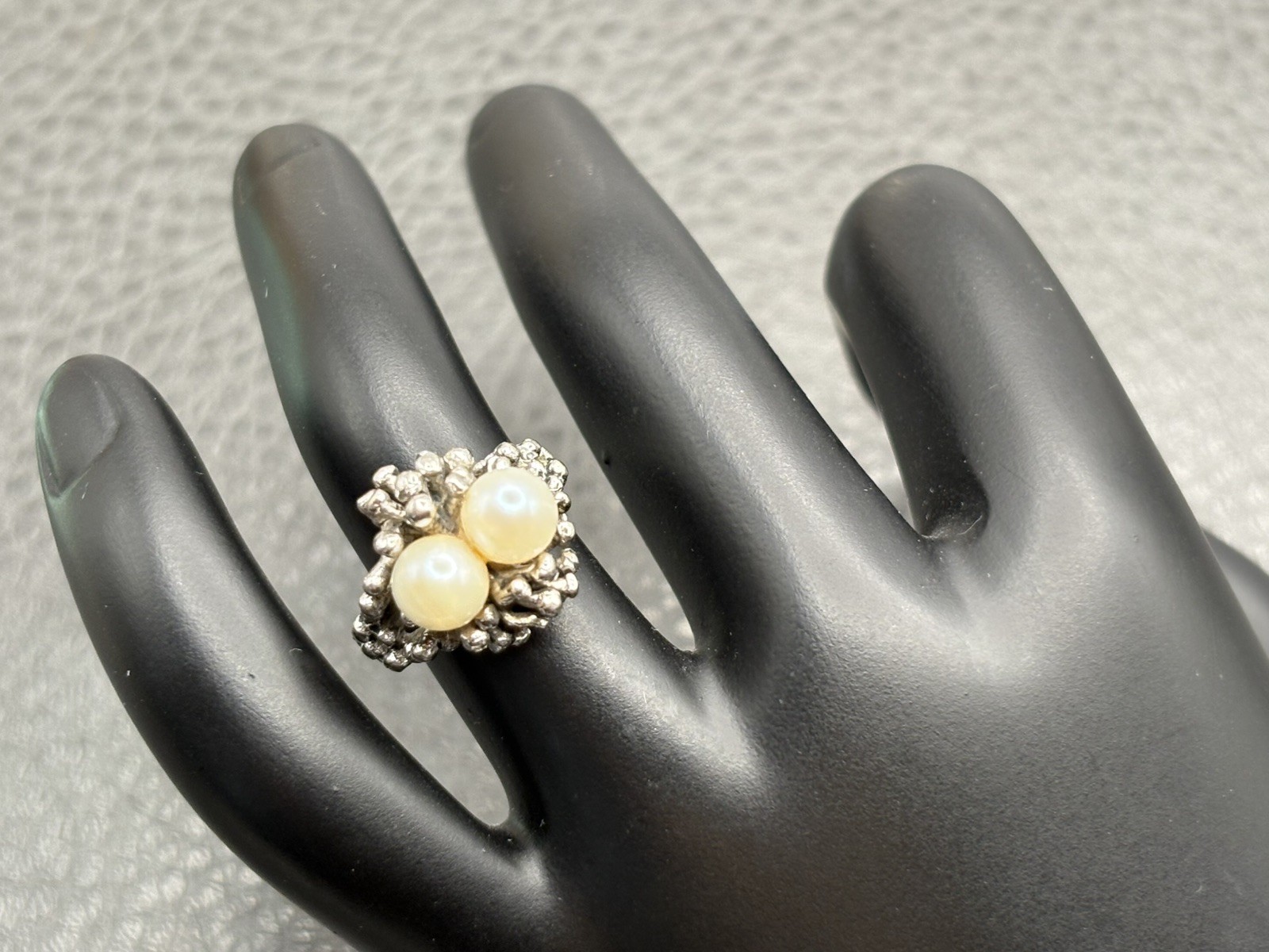 ESPO Joseph Esposito Brutalist Sterling Silver 925 Modernist Pearl Ring Size 5.5