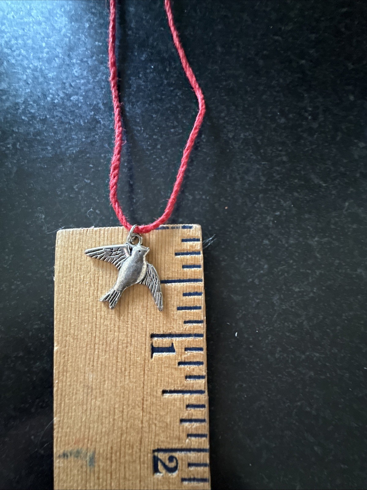 BIRD CHARM Dainty Necklace Hemp Cord Boho FESTIVAL Peace Tibetan Silver Tone