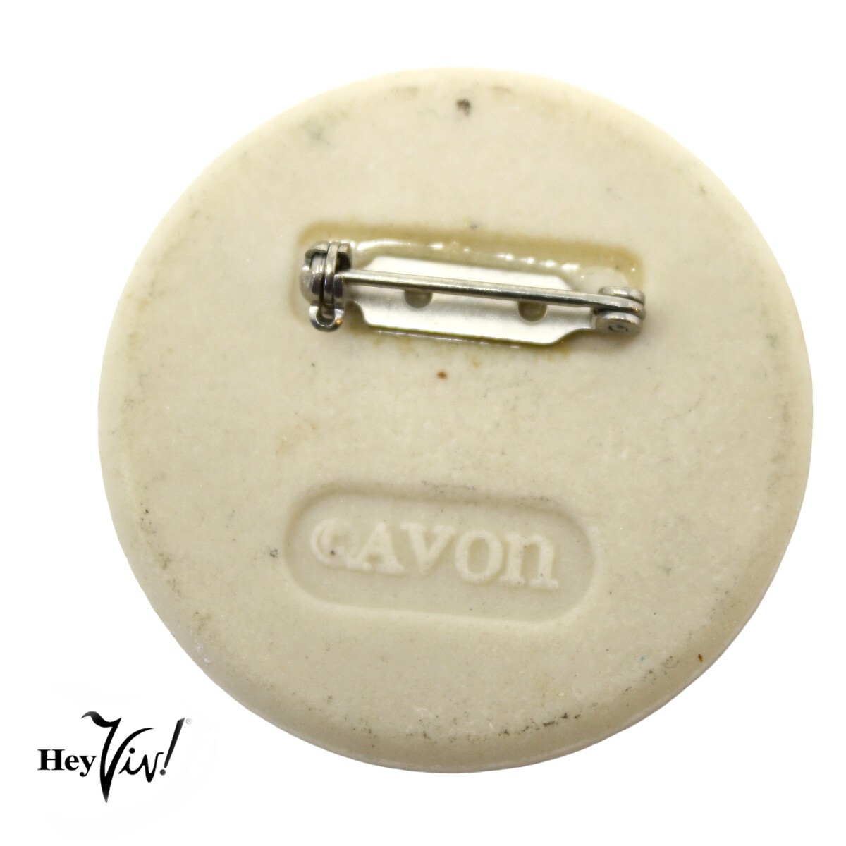 Vintage Avon Round Floral Ivory Ceramic Pin Brooch 1 1/2″ Across – Hey Viv