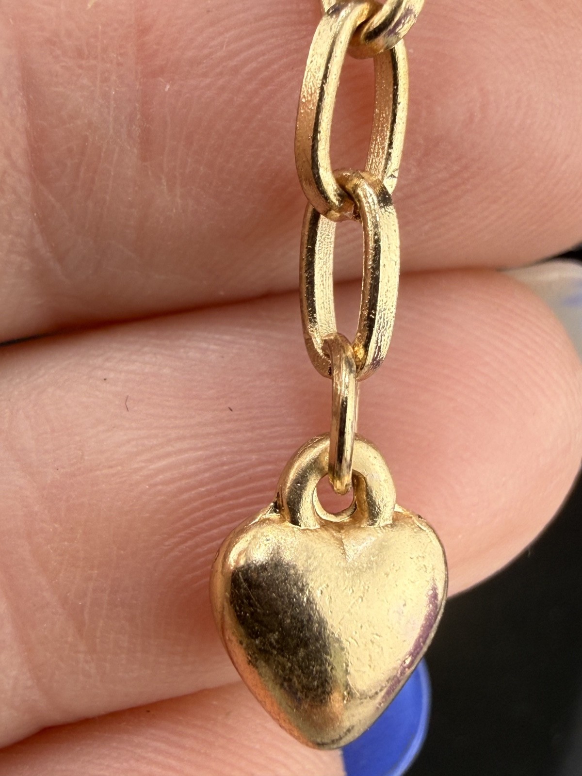 Slide Charm Bracelet Gold Tone Rhinestone Heart Love 7”