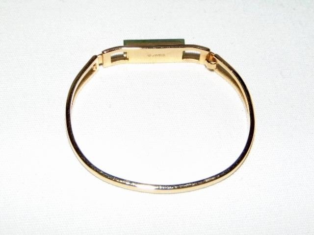 1978 AVON Gold Tone Modernist Bracelet, Clamper Clip Bangle, JADE Stone