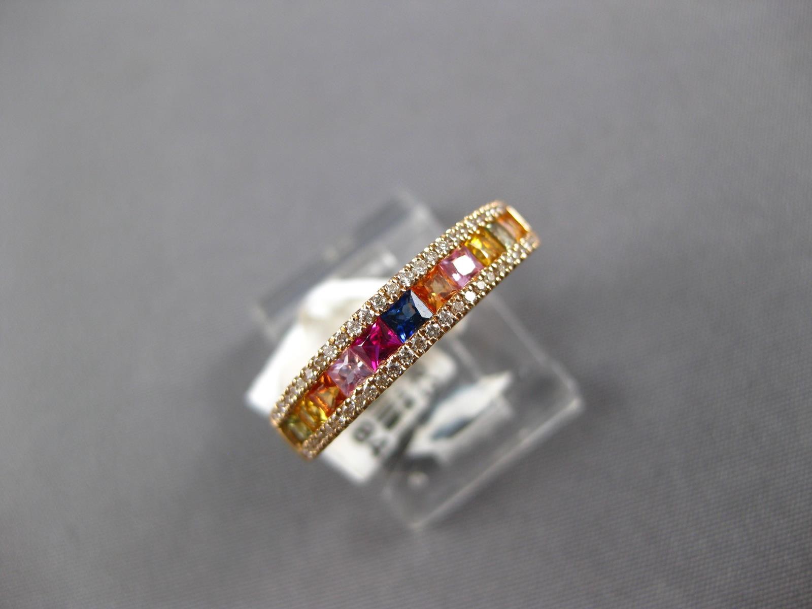 .96CT DIAMOND & AAA MULTI COLOR SAPPHIRE 18K ROSE GOLD PRINCESS & ROUND FUN RING
