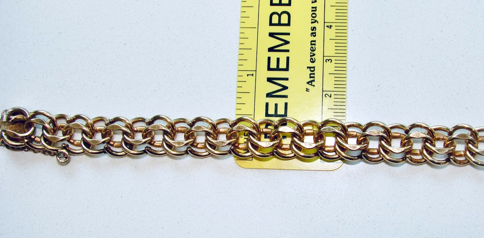 Vintage 12K Gold Filled Forstner Double Link Charm STARTER CHAIN Bracelet 7.25″