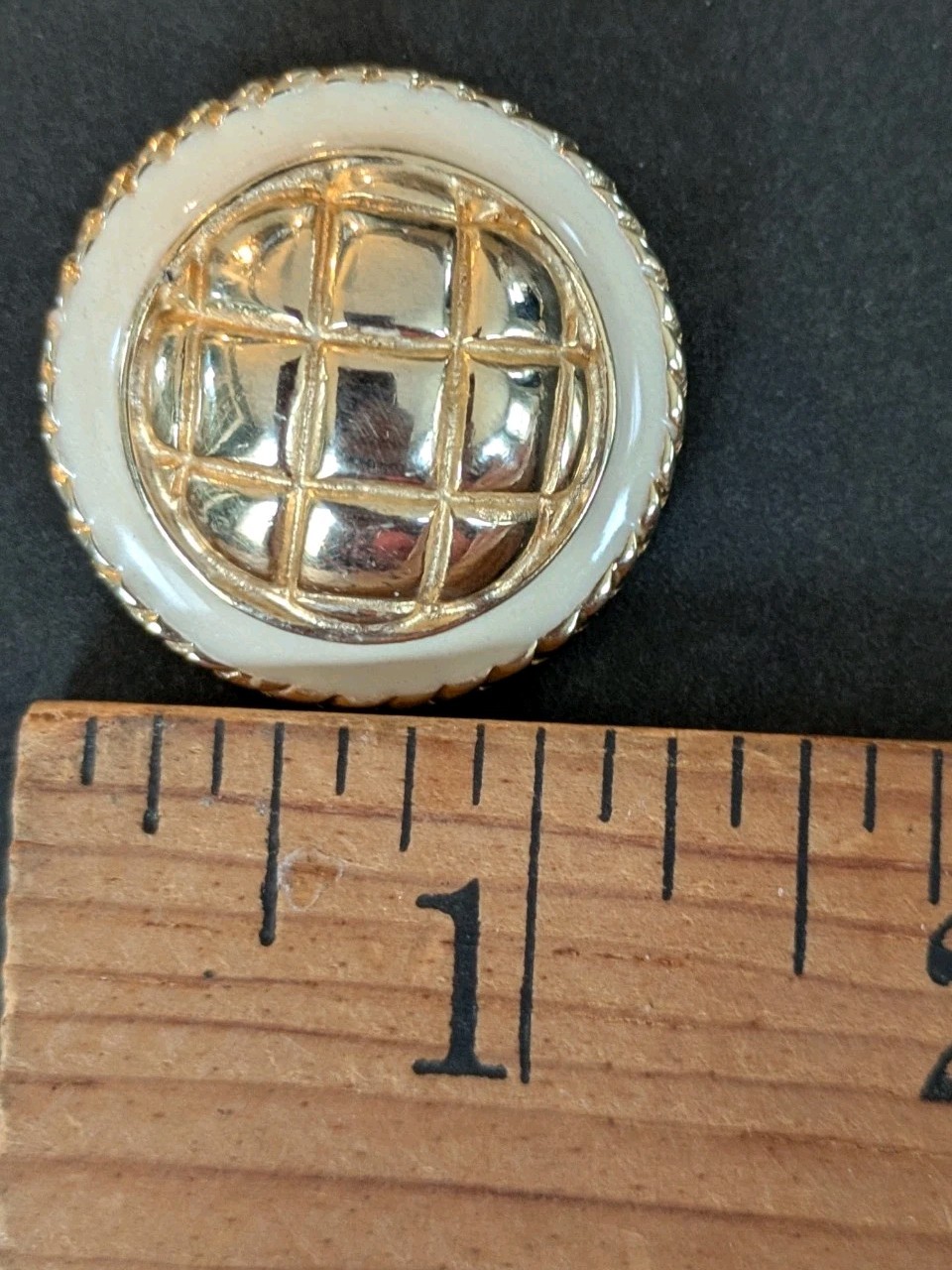 Gay Boyer Earrings Clip On Round with Cream Color Gold Tone Classic Vintage