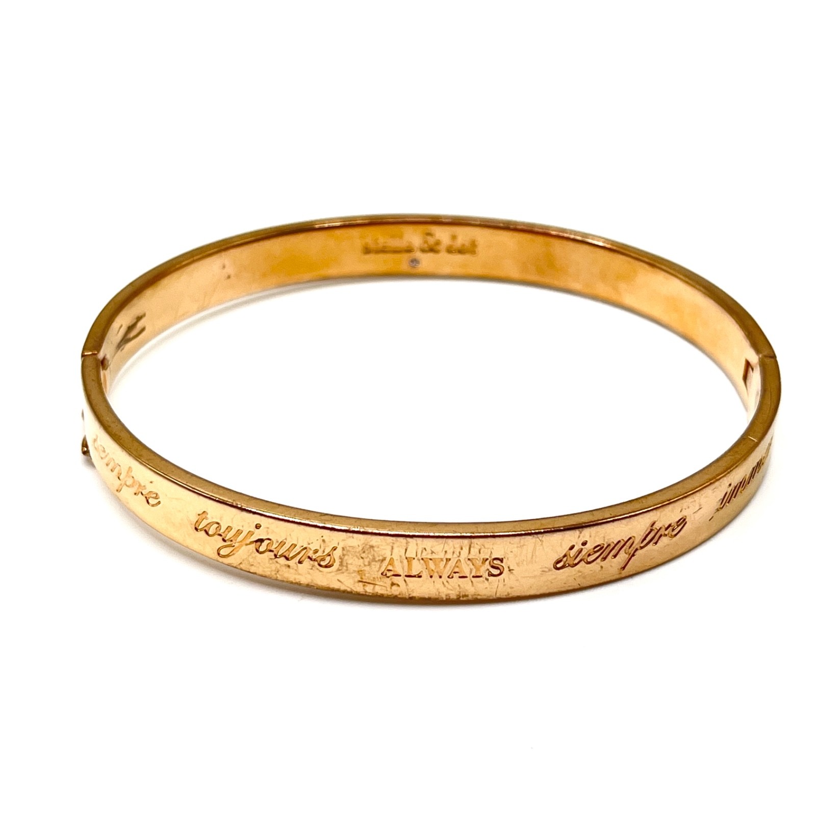 Stella And Dot Hinged Bangle Bracelet Engraved Always Be You Rose Gold Tone
