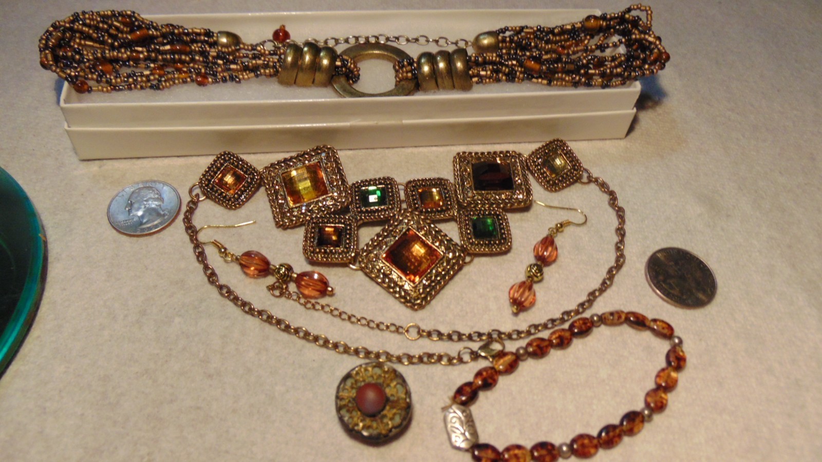 Vintage, Multicolored, Brown Costume Jewelry Lot All Wearable, No Missing Stones