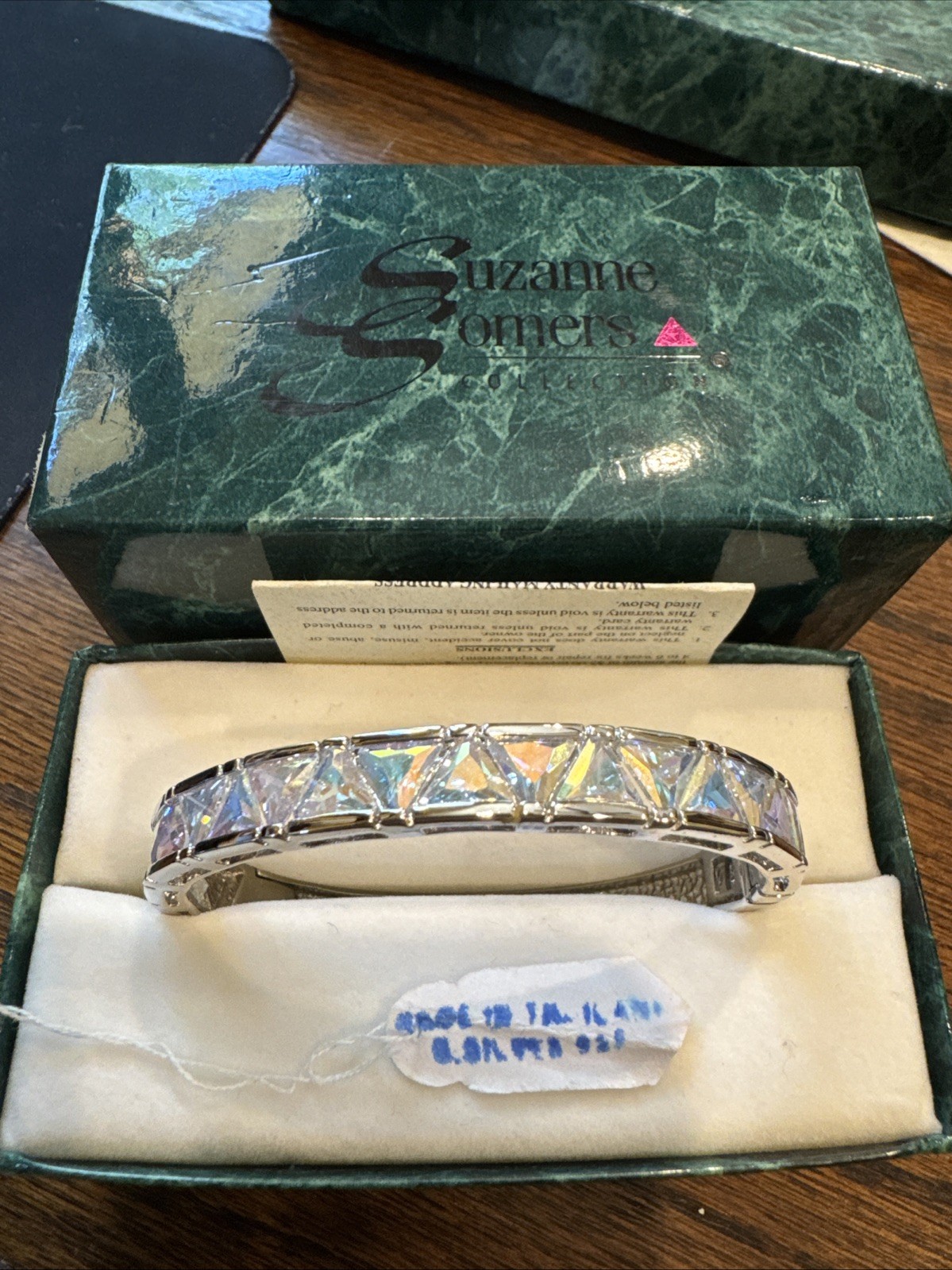 Suzanne Somers 925 Bangle Bracelet w/40 Trillion Cut Iridescent Cubic Zirconia