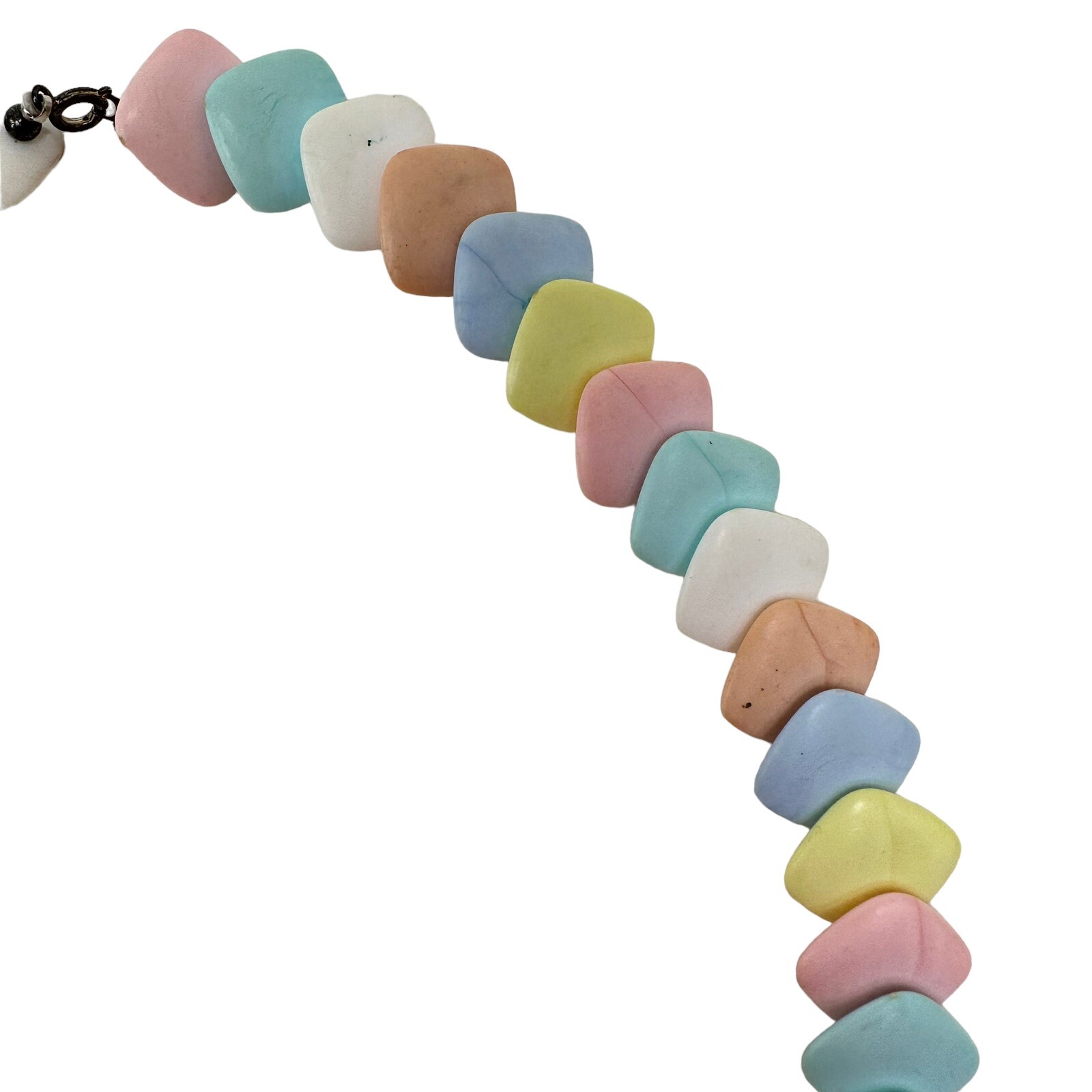 Vtg 1950s “Candy” Pastel Multi Color Overlapping Square Acrylic Bead Necklace