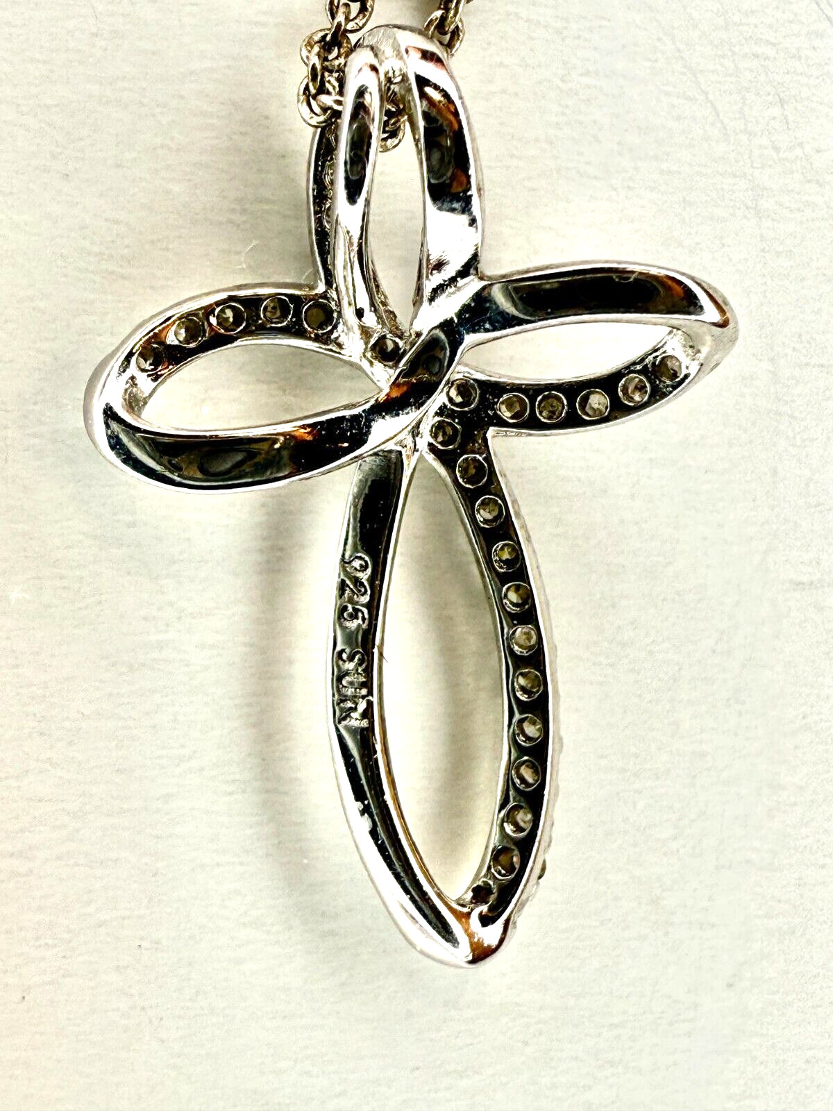 Vintage Sterling Silver & CZ Infinity Cross Pendant- Stella & Dot 925 Necklace