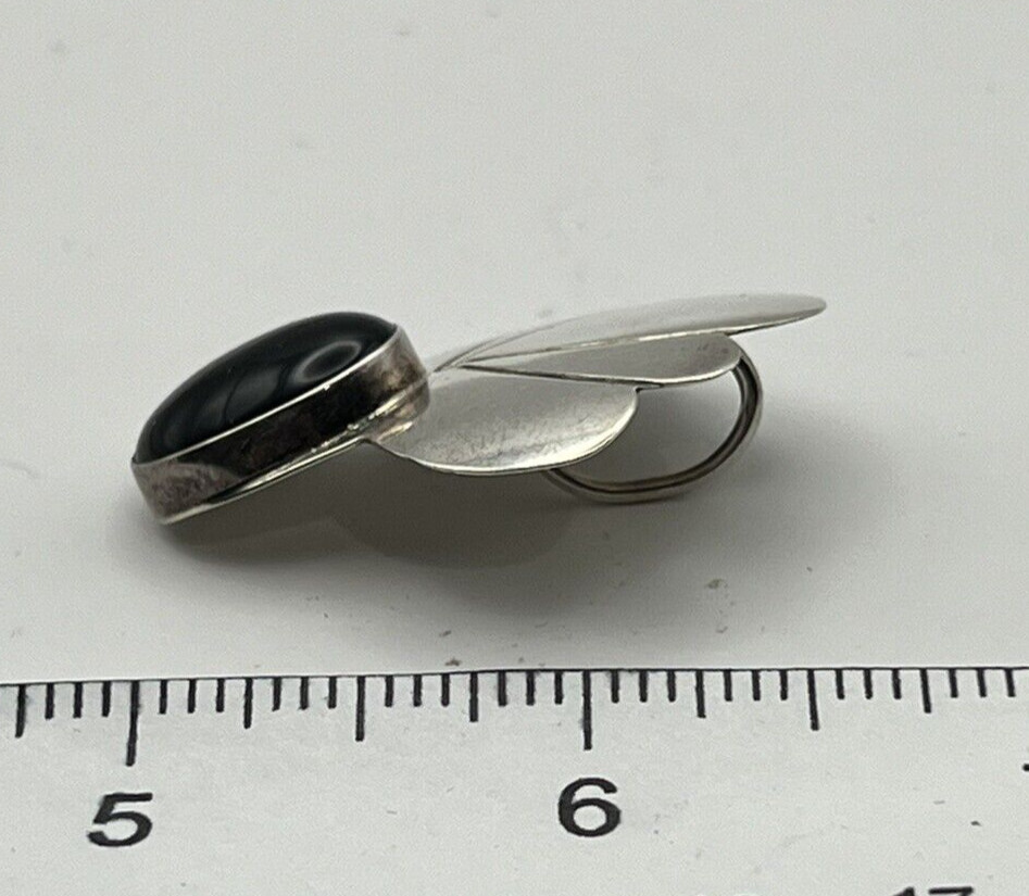 Vintage Signed Ben J. Chavez Sterling Silver and Onyx Pendant