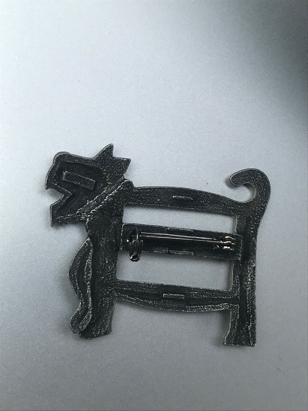 Vintage Signed Pewter Comical Puppy Dog Picture Frame Brooch Pin – 1.75 x 1 and