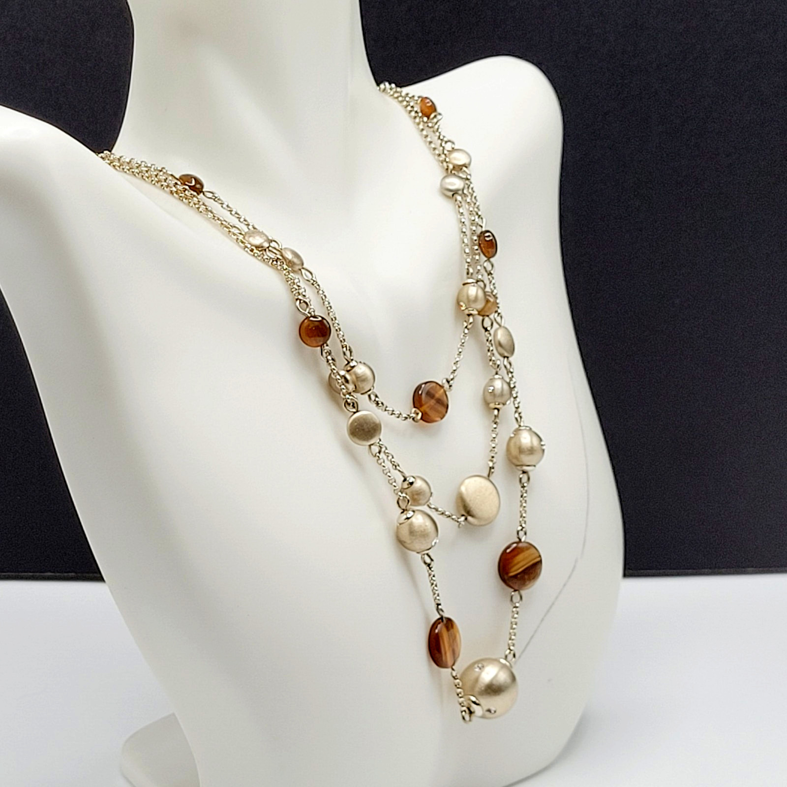 Monet Multi Strand Layer Floating Necklace Festoon Vintage Necklace 16 Inch
