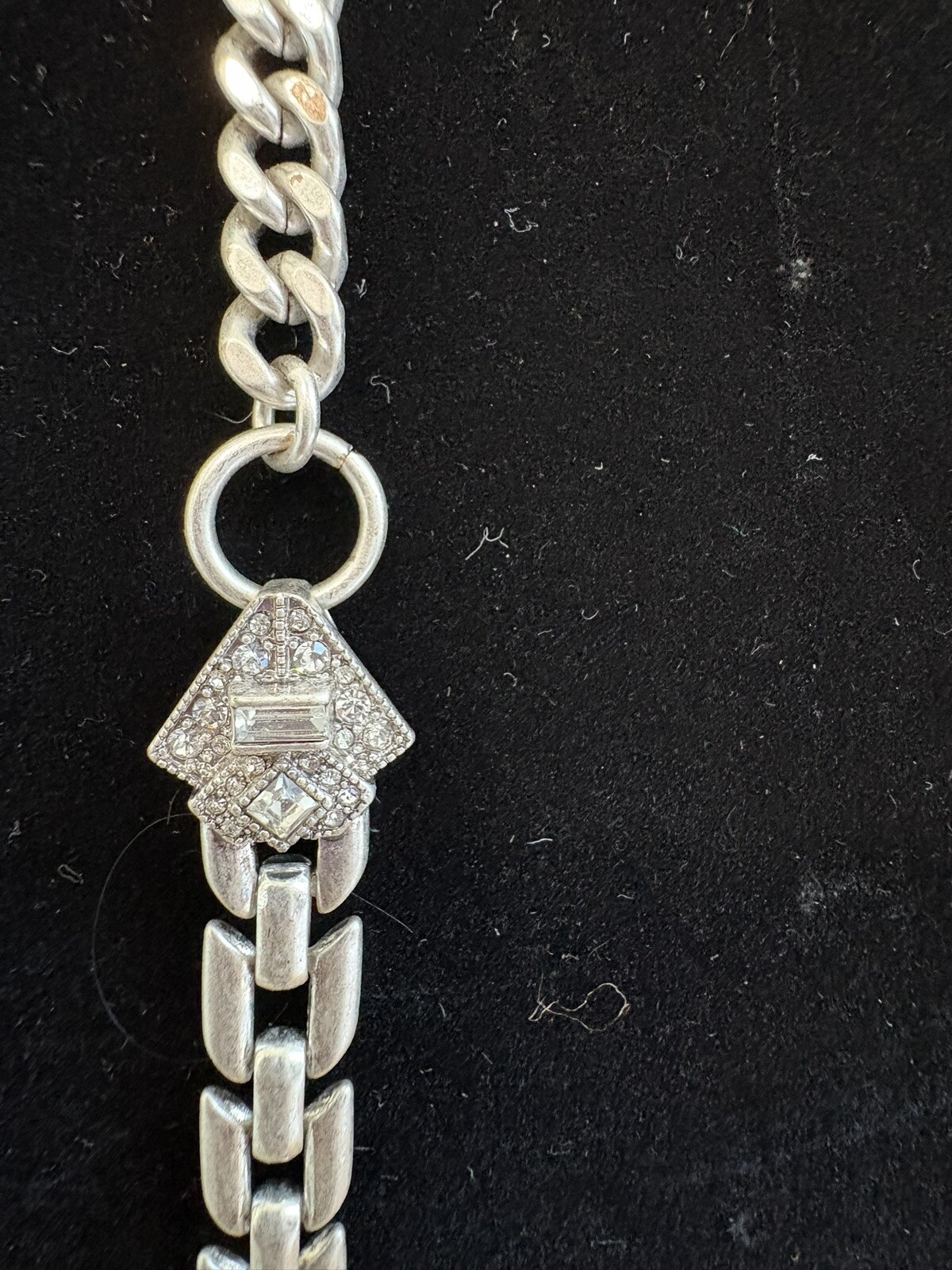 Stella & Dot Necklace Casablanca Rhinestone Silver Tone Convertible Pendant 18”