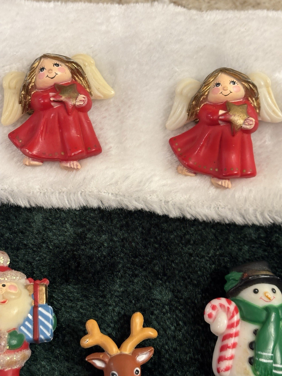 Vtg Collection Of 9 Christmas Pin/Brooches Gold Plate Enamel Fun World Plastic