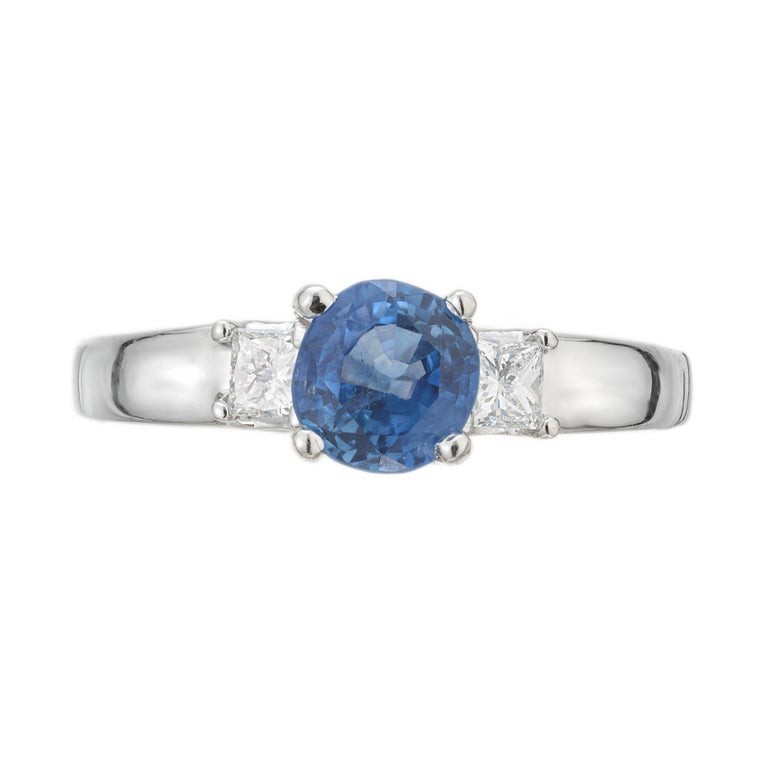 Peter Suchy 1.52 Carat Sapphire Diamond Platinum Three-Stone Engagement Ring