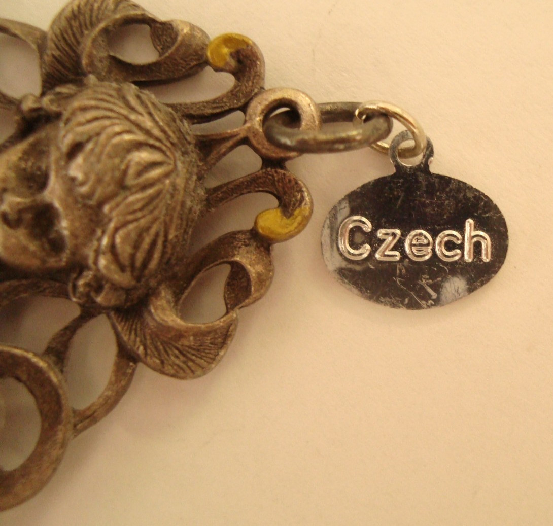 Vintage SILKA German Style Pewter Art Deco Cherub Pendant or Ornament (J144)