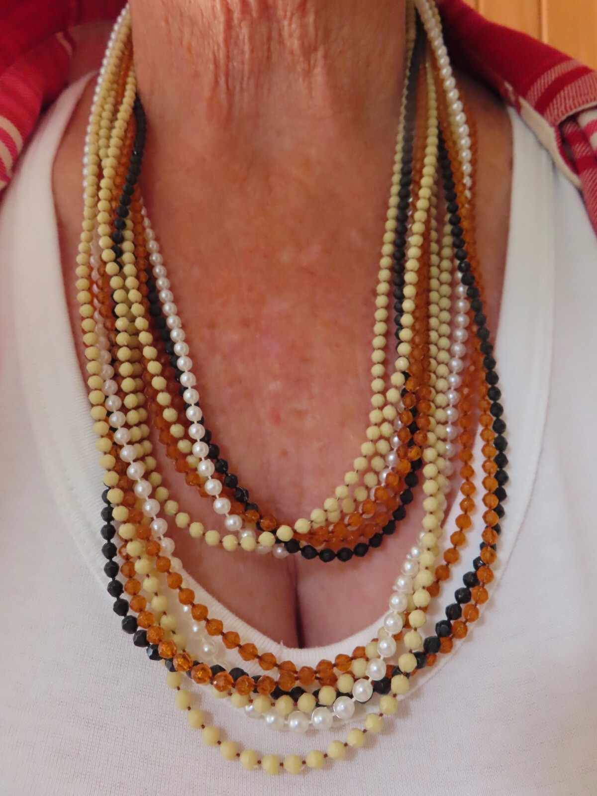 Vintage 1960’s Multi Strand Lucite Necklace Wear Long or Double Wrap