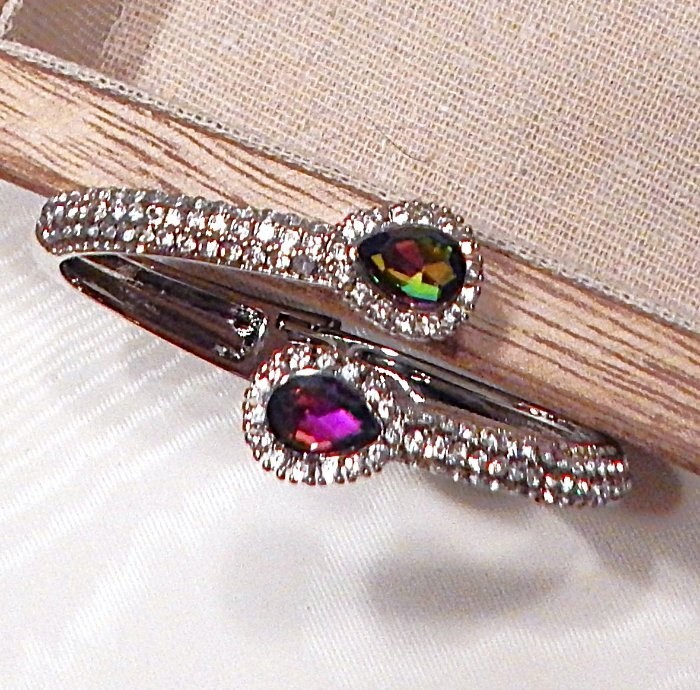 Retro Vintage Dragon Fire Mystic Rhinestone Bypass Cuff Bracelet MONET NWOT S43
