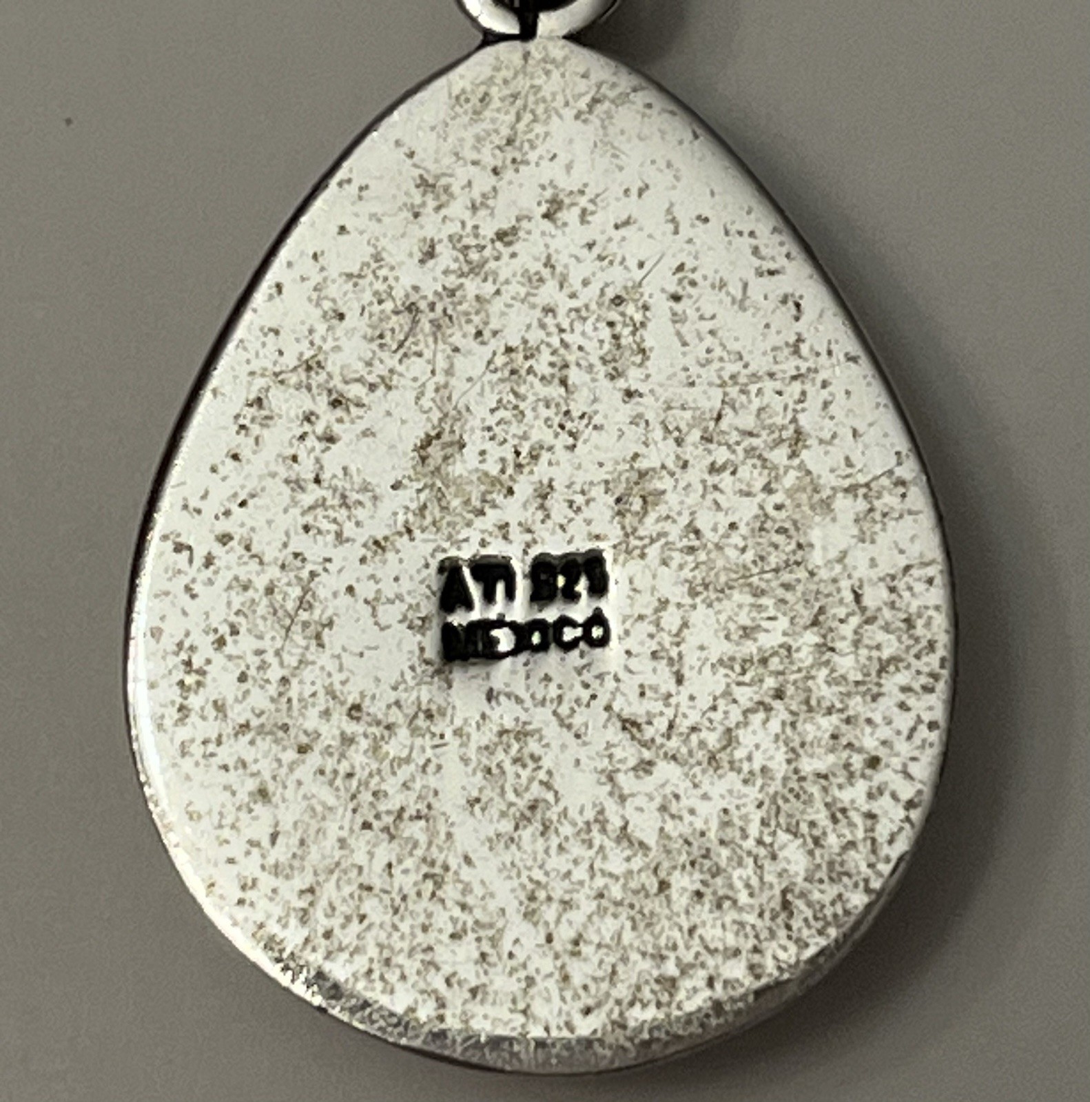 VTG Sterling Silver MEXICO ATI Abalone Inlay Teardrop Pendant